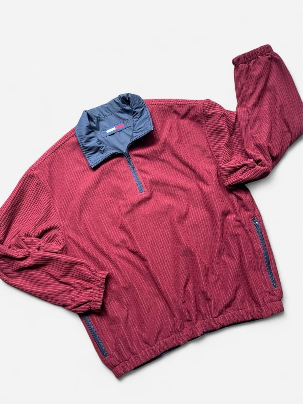 VTG Tommy Hilfiger Golf Reversible Textured Windbreaker Quarter Zip Jacket XL